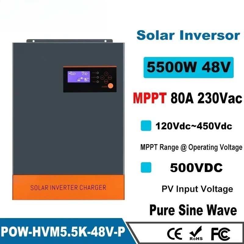 factory 5.5KW 5.5KVA MPPT 80A  - Hybrid Solar Inverter 5.5Kw Mppt 48V review and price