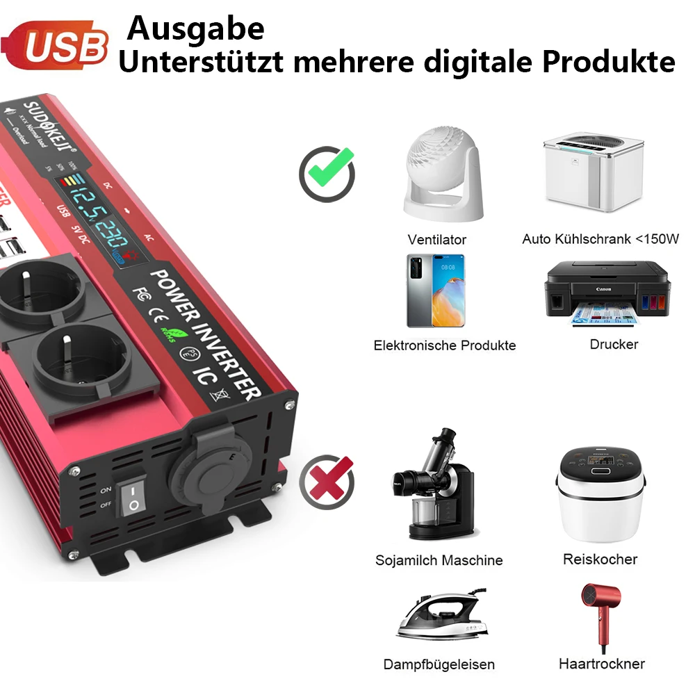 12V To 220V 4000W Peak Power I - Power Inverter 12V 220V 4000W Continuous review and price