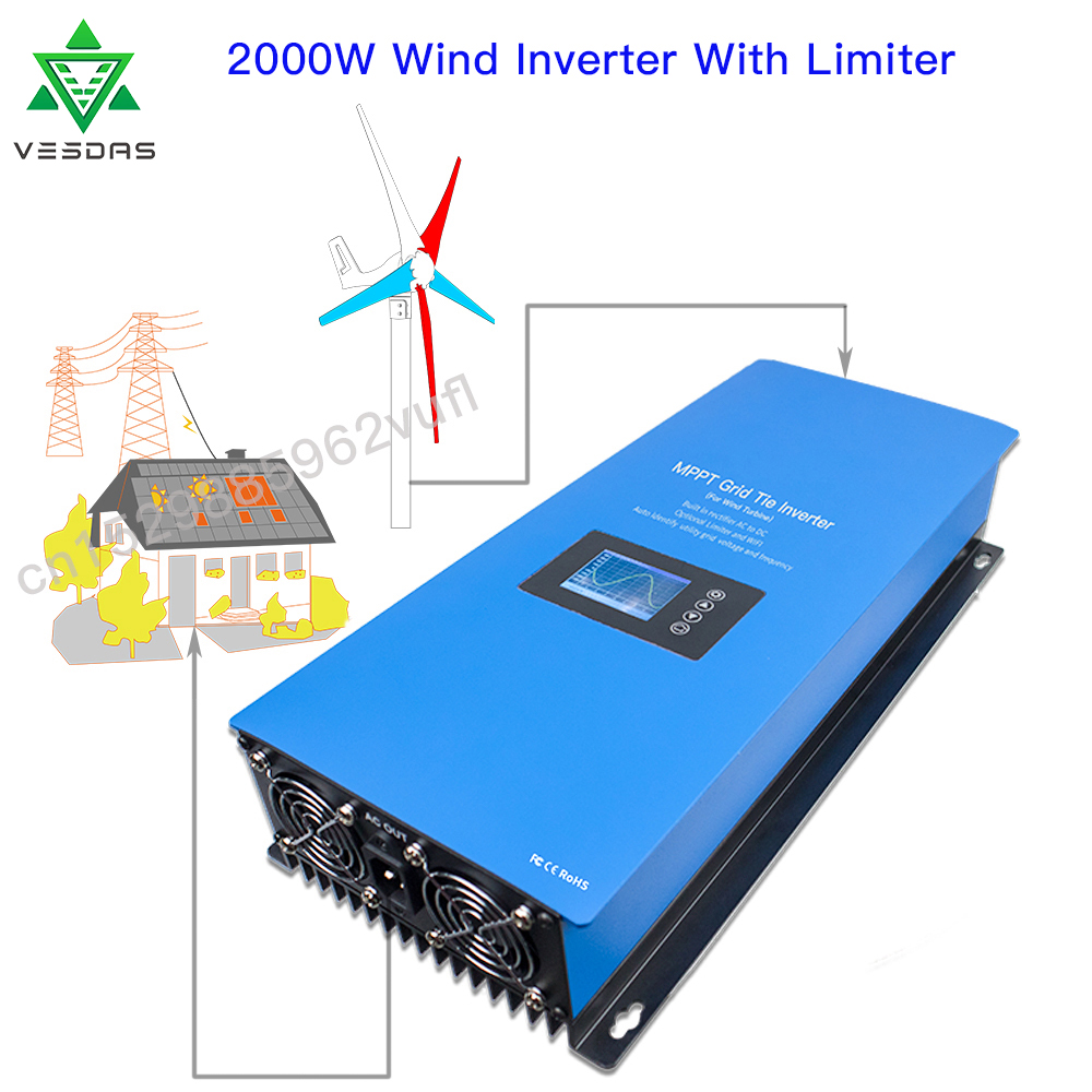 1000W 2000W Wind MPPT Power On - Grid Tie Inverter Limiter 2000W review and price
